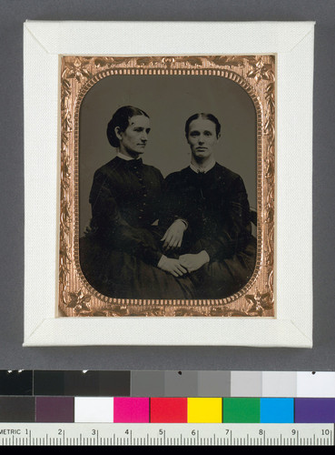 [Margaret J. Dobie and a woman friend before her marriage to George M. Benedict.]