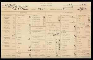 WPA household census for 930 W 7 PL, Los Angeles