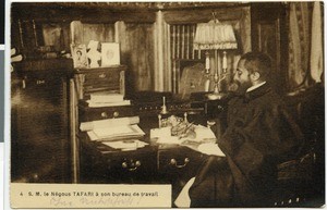 Negus Tafari Makonnen in his office, Addis Abeba, Ethiopia, ca.1928-1930