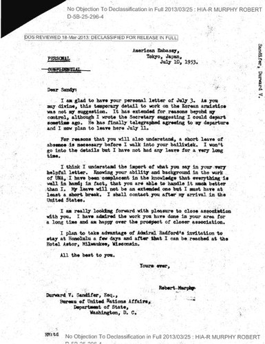 Robert Murphy correspondence with Durward V. Sandifer