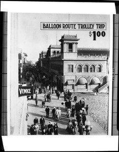 Advertisement for the Balloon Route Trolley trip, ca.1905