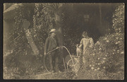 Mrs. C.P. Evans with dog and man