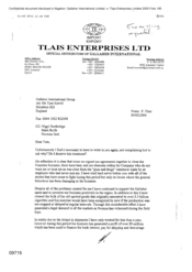 [Letter from P Tlais to Tom Keevil regarding signed agreement to close the Namelex business]