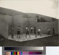 Children playing handball at Malaga Cove School, Palos Verdes Estates, California