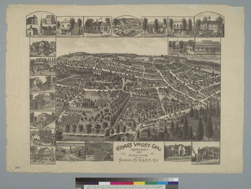 Grass Valley, [Nevada County] Cal[ifornia] looking west, 1889