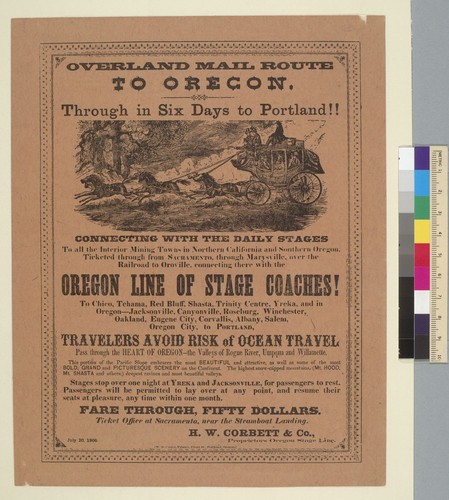 Overland mail route to Oregon
