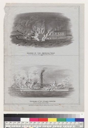 Explosion of the American Eagle/Explosion of the Steamer Stockton [California]