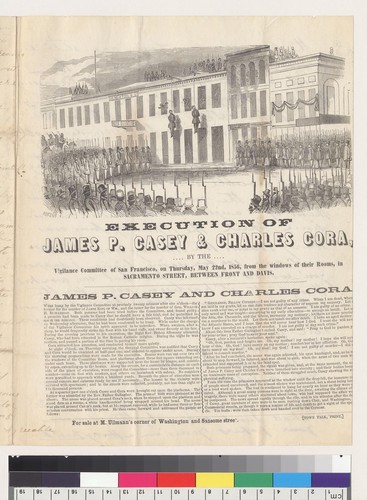 Execution of James P. Casey and Charles Cora [by the Vigilance Committee, of San Francisco, California]