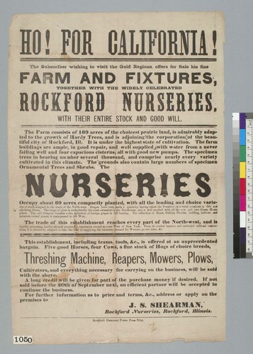 Ho! For California! [advertisement for farm nurseries]