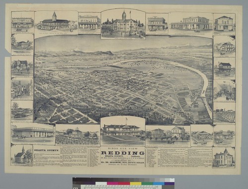 Bird's-eye view of Redding, Shasta County, California