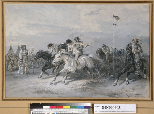 [A horse race in a Sioux Indian camp]