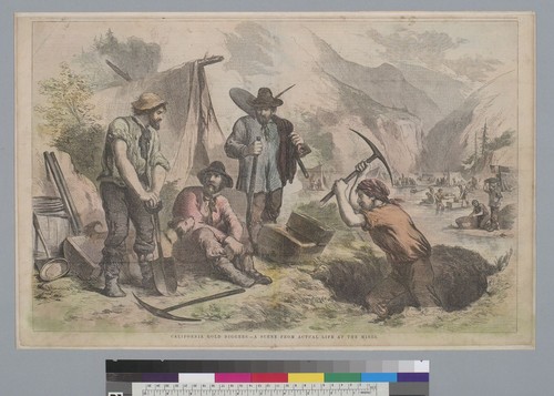 California gold diggers, a scene from actual life at the mines