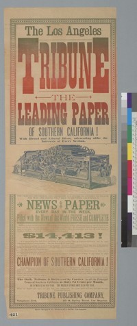 The Los Angeles Tribune, the leading paper of Southern California [advertisement]