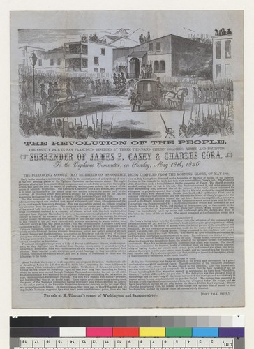 Surrender of James P. Casey and Charles Cora to the Vigilance Committee on Sunday, May 18th, 1856 [San Francisco, California]