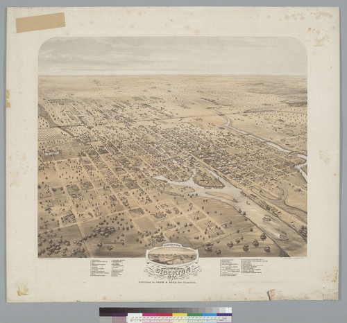 Bird's-eye view of the city of Stockton, San Joaquin County, California, 1870