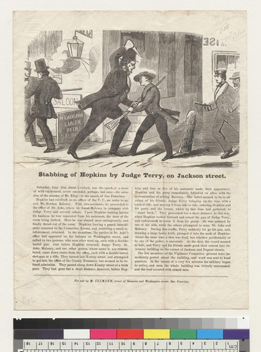 Stabbing of Hopkins by Judge Terry, on Jackson Street [San Francisco, California]