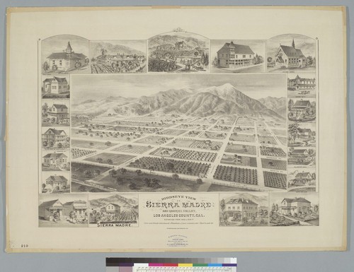 Bird's-eye view of Sierra Madre, San Gabriel Valley, Los Angeles County, Cal[ifornia]