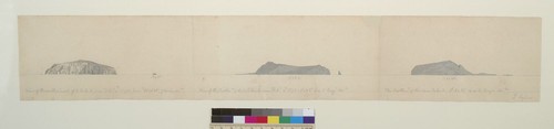 [Three views of two islands near Galapagos Islands, Ecuador]