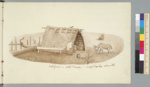 [Small encampment at the arroyo de Los Alamitos, California]