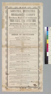 [Advertisement for the Third Annual Fair, Cattle Show, and Industrial Exhibition in Marysville, Yuba County, California, 1867]