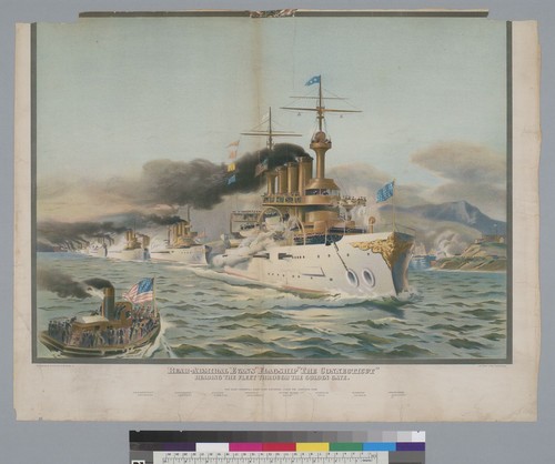 Rear Admiral Evans' Flagship "The Connecticut" heading the fleet through the Golden Gate