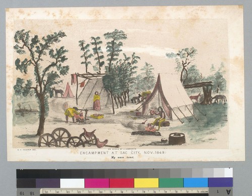 Encampment at Sac[ramento] City [California], Nov[ember] 1849: my own tent