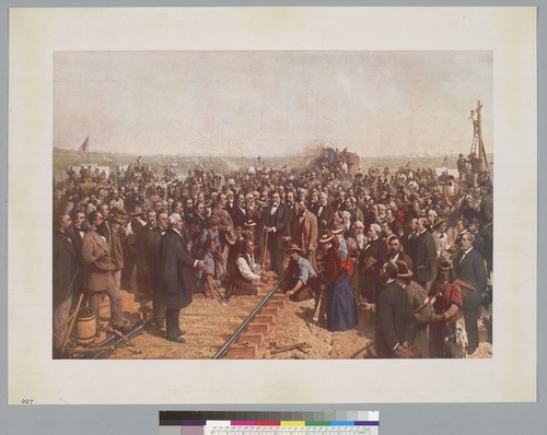 [Ceremony to drive the golden spike at Promontory Point, Utah, 1869]