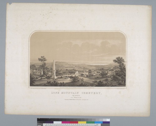 Lone Mountain Cemetery, San Francisco [California], view towards the bay