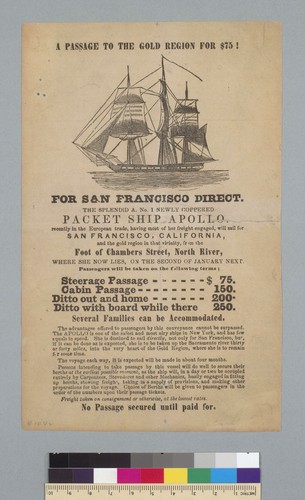 [Advertisement for packet ship "Apollo"]