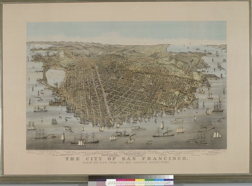 The city of San Francisco: bird's-eye view from the bay looking southwest [California]