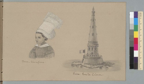 [Peasant woman of Loire and lighthouse at Cordouan, France]