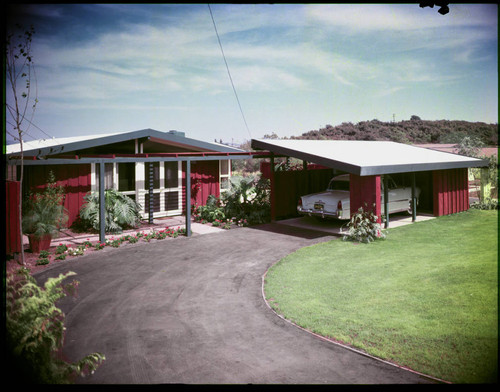 Model house. Parking facility and Exterior