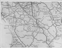 Map of southern Sonoma County and northern Marin County, California, about 1940
