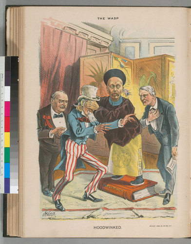 Hoodwinked [Depicts Chang Yen Moon, diplomacy, Uncle Sam, Grover Cleveland, Chinese Treaty of Bayard [back cover]