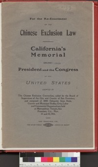 For the re-enactment of the Chinese Exclusion Law : San Francisco : Star Press