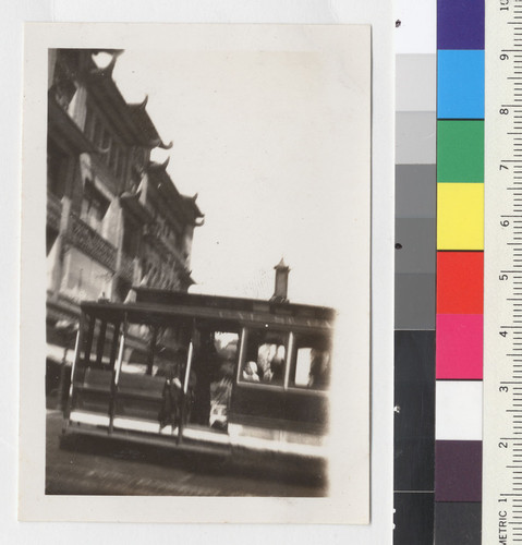 [View of cable car in Chinatown, San Francisco]