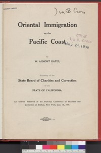 Oriental immigration on the Pacific Coast