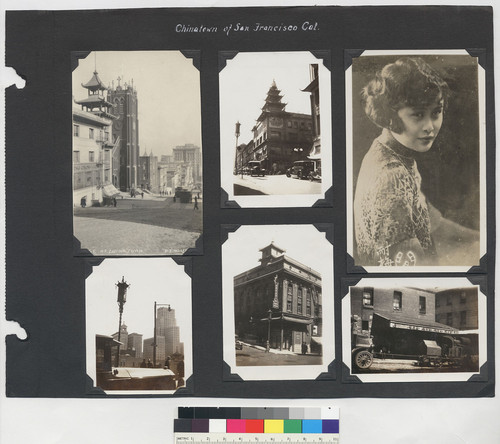 [Page spread from photograph album with images of Chinatown, San Francisco]