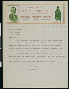 S.R. Barnett, letter, 1921-12-14, to Hamlin Garland