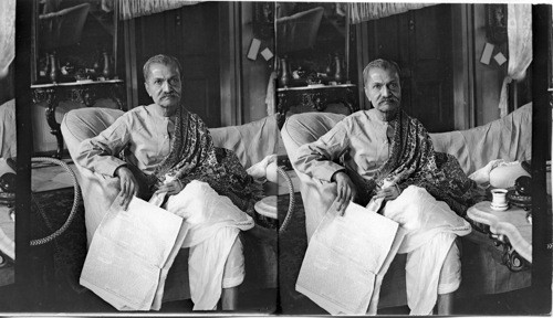 H.M. Maharaja Bahadur, Sir Jaturdra Mohur Tagore, in his parlor - Calcutta - India