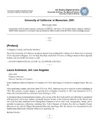 2001, University of California: In Memoriam