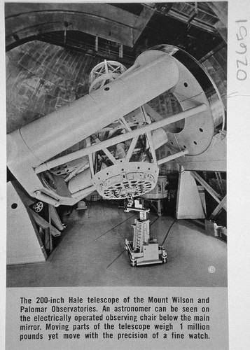 Photograph of a newspaper clipping of the 200-inch Hale Telescope, Palomar Observatory