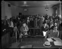 Crowd at the inquest for Louis R. Payne, Los Angeles, June 6, 1934