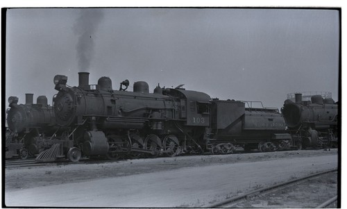 SD&A locomotive 103 at roundhouse