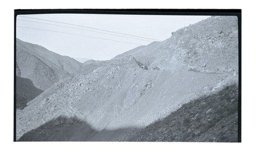 Rockslide over railway tracks in Carrizo Gorge