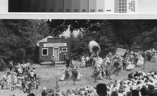 Audience watching cast performing Mountain Play "Rough and Ready" by Dan Totheroh