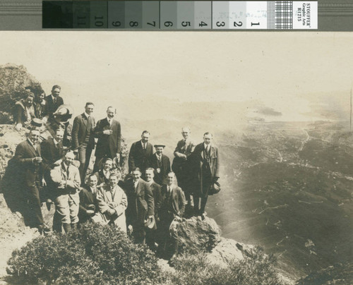 Visitors from railroad trip photographed atop Mount Tamalpais