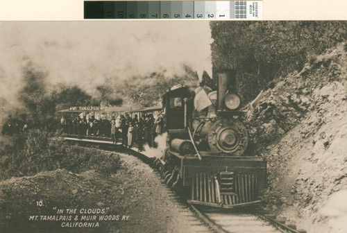 "In the clouds" excursion train on the Mount Tamalpais & Muir Woods Railroad on the way to the summit of Mount Tamalpais