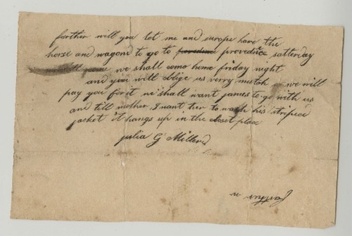 Note from Julia Millard to Nathaniel Millerd