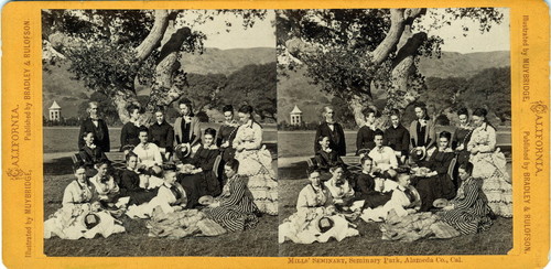 Eadweard Muybridge stereoscopic photograph of faculty at Mills College